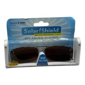 Solar Shield Polarized Clip On Sunglasses 52 Rec15 Brown Lens Rectangle New